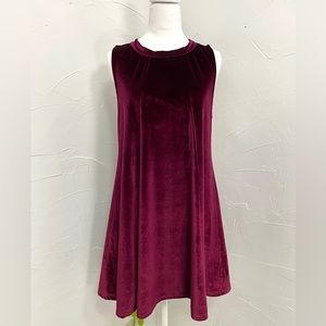 Umgee Faux Velvet Maroon Dress